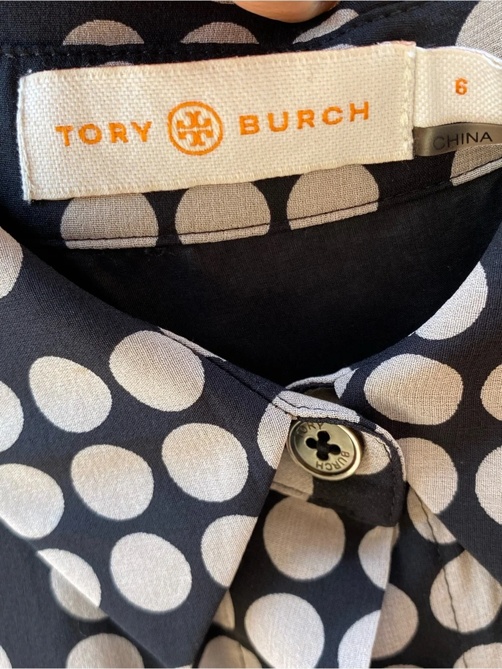 Tory Burch black and white polka dot silk shirtdress